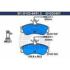 GALFER B1.G102-0451.2 (425154 / 425155 / 425485) колодки тормозные дисковые