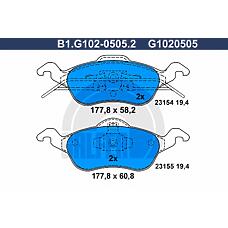 GALFER B1.G102-0505.2 (1075558 / 1136519 / 1151049) колодки тормозные дисковые