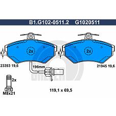 GALFER B1.G102-0511.2 (8E0698151B / 8E0698151BG1020511 / 8E0698151M) колодки тормозные дисковые