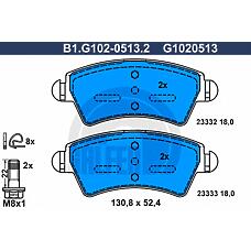 GALFER B1.G102-0513.2 (425152 / 425203 / 425229) колодки тормозные дисковые