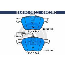 GALFER B1.G102-0580.2 (1133446 / 1205696 / 7M3698151A) колодки тормозные дисковые