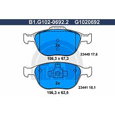 GALFER B1.G102-0692.2 (1355950 / 1360303 / 2M5V2K021AA) колодки тормозные дисковые