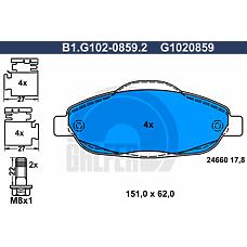 GALFER B1.G102-0859.2 (425426 / 425393 / G1020859) колодки тормозные дисковые
