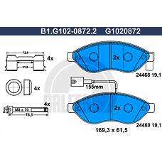 GALFER B1-G102-0872-2 (1612433980 / 425357 / 425358) колодки торм.пер.