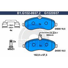 GALFER B1-G102-0937-2 (1611839880 / 425363 / 425364) колодки торм. пер.