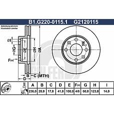 GALFER B1.G220-0115.1 (90121445 / 90008006 / 569031) диск тормозной