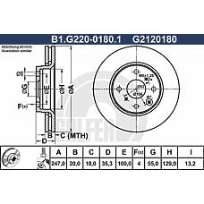 GALFER B1-G220-0180-1 (4246F0 / 4246J0 / 424954) диск торм. пер.вент. [247x20] 4 отв.