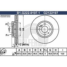 GALFER B1-G222-0197-1 (424973 / 424974 / 4249L2) диск торм. пер.вент.[257x22] 4 отв.