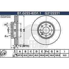 GALFER B1-G222-0231-1 (55700920 / 55700921 / 569024) диск торм. пер.вент.[257x22] 5 отв.