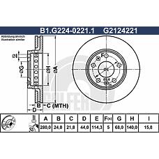 GALFER B1.G224-0221.1 (402060010R / 402064151R / G2124221) диск тормозной