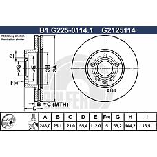GALFER B1.G225-0114.1 (1001093 / 7M0615301E / 1045994) диск тормозной