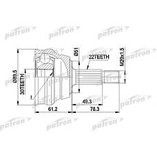 PATRON PCV1050 (171407311P / 191407311B / 191407311C) шрус наружн к-кт Audi (Ауди) 80 81-86, 90 84-87, coupe 83-88, VW Passat (Пассат) 81-88, Passat (Пассат) variant 81-88, pass