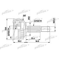 PATRON PCV1056 (0374145 / 0374175 / 090334947) шрус наружн к-кт 22x52x22 d81 abs:29t opel: vectra / Astra (Астра) 1.4-1.6 с и без abs 8.91-