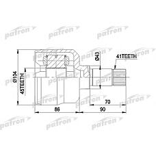 PATRON PCV5021 (1487937088 / 1495545080 / 1496136080) шрус внутренний левый 41x104x45 citroen: Jumper (Джампер) бортовой 94-02, Jumper (Джампер) автобус 94-02, Jumper (Джампер) фургон 94-02