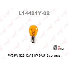 LYNXAUTO L14421Y-02 (7507 / 0015449144 / 0015449194) лампа py21w s25 12v 21w bau15s orange (блистер 2шт) PY21W S25 12V 21W BAU15S ORANGE