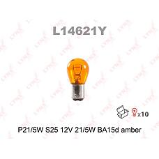 LYNXAUTO L14621Y (17918) лампа накаливания p21 / 5w s25 12v 21 / 5w ba15d amber\