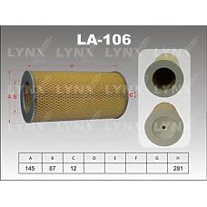 LYNXauto LA-106 (1780167040 / 4TD1025 / A106) фильтр воздушный подходит для Toyota (Тойота) hiace 2.5d-3.0d 08 la-106