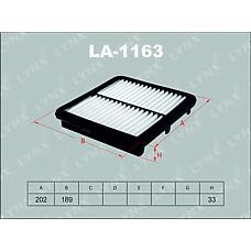 LYNXauto LA-1163 (1987429166 / 20W0002 / 7768) фильтр воздушный подходит для Daewoo (Дэу) Matiz (Матиз) 0.8-1.0 98 la-1163