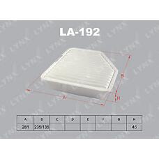 LYNXAUTO la-192 (1780150060 / 178015006079 / 1780151083) фильтр воздушный Toyota (Тойота) crown 2.5-3.5 03-08 Lexus (Лексус) gs 300 / 450h 05>