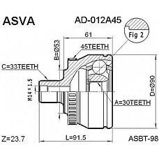 ASVA ad-012a45 (8D0498099 / 8D04980998D0498099B / 8D0498099B) шрус наружный 30x53x33 volkswagen Passat (Пассат) b5 1996-2005