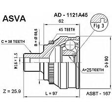ASVA AD-1121A45 (443498099BX / 443498099CX) шрус наружный 25x60x38