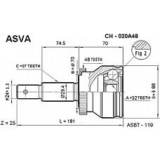 ASVA CH020A48 (5012456AA) шрус внешний | перед |