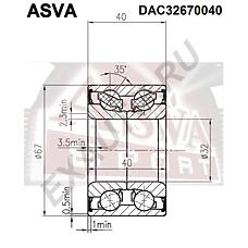 ASVA DAC32670040 (42300S2L004 / 42300TP8014) подшипник ступицы колеса (комплект) | зад прав / лев |
