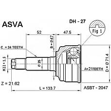ASVA DH27 (4341097404 / 4341097405 / 4342097403) шрус внешний | перед |