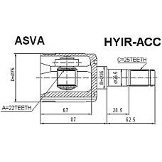 ASVA hyir-acc (4950525B00) шрус внутренний правый 22x35x25   Accent (Акцент) / verna 1999-