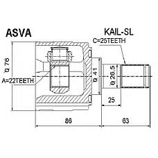 ASVA KAIL-SL (495001M010 / 495001R000 / 495001R010) шрус внутренний левый 22x41x25