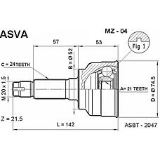 ASVA mz-04 (KK38822510 / KK38822610 / F00625600) шрус наружный 21x52x24