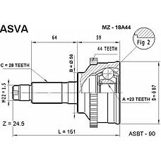 ASVA mz-18a44 (G03722510 / G0372550X / G0372560X) шрус наружный 23x56x28 Mazda (Мазда) Mazda (Мазда) 626 capella mx-3 telstar