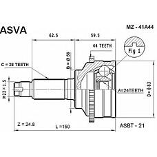 ASVA MZ41A44 (GG0522510A / GG0522610A / GG0622510A) шрус внешний | перед |