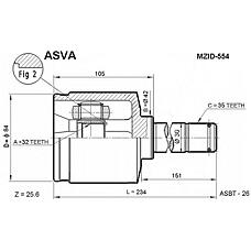 ASVA MZID-554 (3395864 / G56422620) шрус внутренний левый 32x42x35