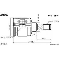 ASVA nsiu-ep16 (391002F010 / 391012F001 / 391012F011) шрус внутренний 22x40x25 Nissan (Ниссан) Nissan (Ниссан) : euro Primera (Примера) p10 / p11 ga16