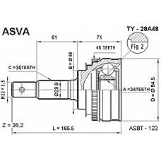 ASVA TY28A48 (4341006080 / 4341006100 / 4342006080) шрус внешний | перед |