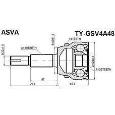 ASVA ty-gsv4a48 (434100W180 / 434200W210 / 4346009M20) шрус наружный 26x61.5x30 Toyota (Тойота) Camry (Камри) gsv40 2006-