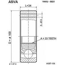 ASVA VWIU-5021 (191407331 / 191498103 / 191498103C) шрус внутренний