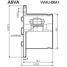 ASVA VWIU-B6A1 (1K0498103E) шрус внутренний 34x108 (oem-исполнение)