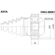 ASVA VWIUB6M1 (1K0498103A) шрус внутренний | перед лев |