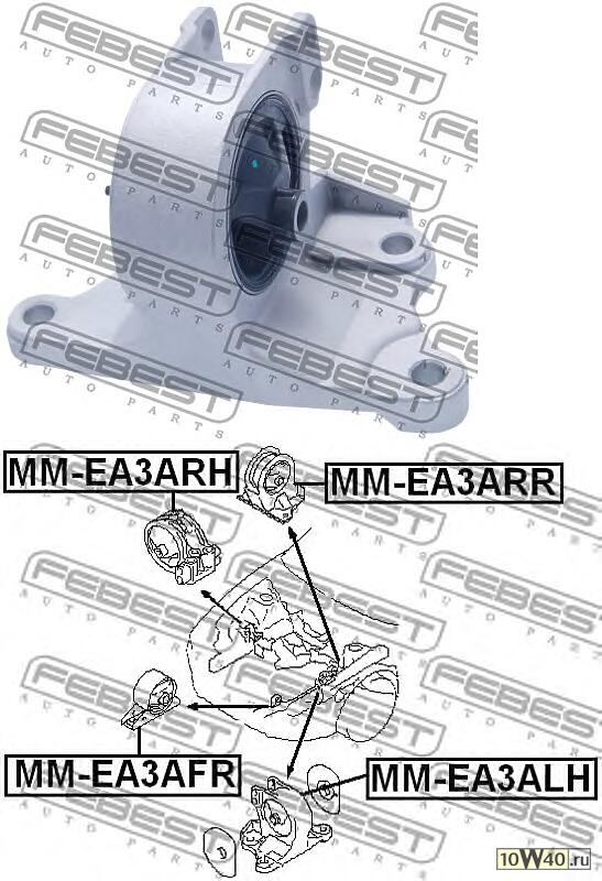 подушка двигателя левая at (mitsubishi galant ea3a / ea8a usa 1996-2003) febest