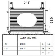 Parts-Mall PXNCC022 (94532313 / 95326303 / 95961966) радиатор кондиционера Daewoo (Дэу) matiz3