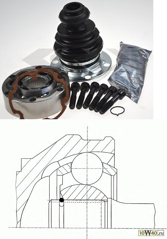 Код оригинала: 443407331G / 431498103C / 443407331D / 431498103CX / 443498103A / 431407331DIES / 431407331G / 431498103CS1 / 431498104CX / 251598101A
, <BR>ШРУС внутренний к-кт  Audi 80/100, VW Passat 1.8-4.2