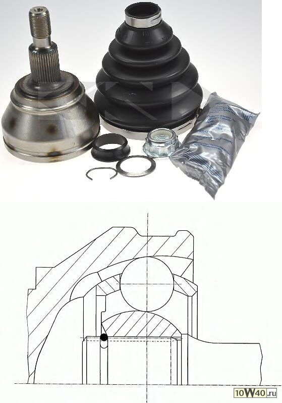 Код оригинала: 1J0498099EX / 1J0407311K / 1J0498099ES1 / 1J0498099EV / 1J0407311R / 1J0498099E, <BR>ШРУС наружный к-кт  VW Bora/Golf 1.8T/2.3i/2.8i/3.2i/1.9TDi 98>