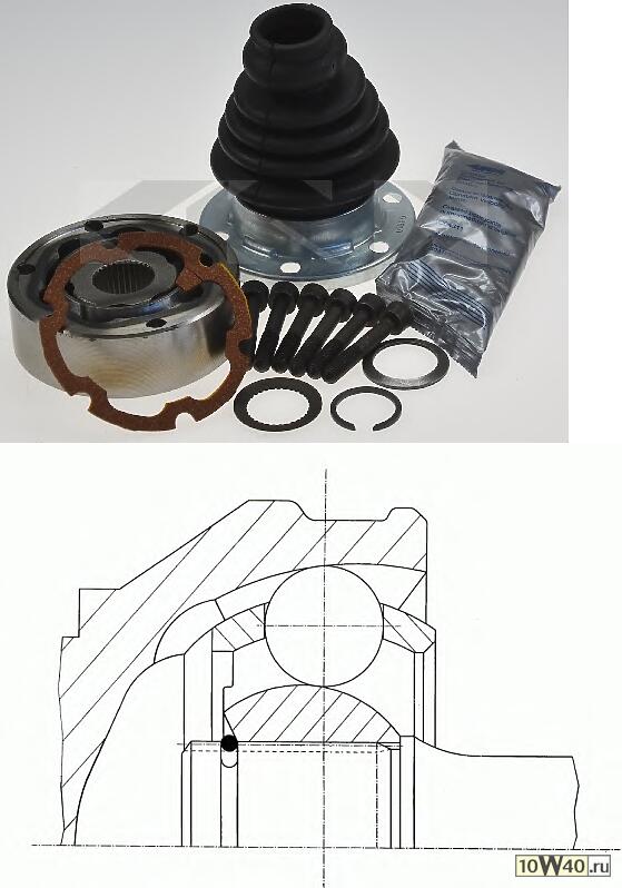 Код оригинала: 811498103A / 893498103 / 893498103S1 / 321498103B, <BR>ШРУС внутренний к-кт  Audi 80, VW Passat 1.8-2.8 81-94