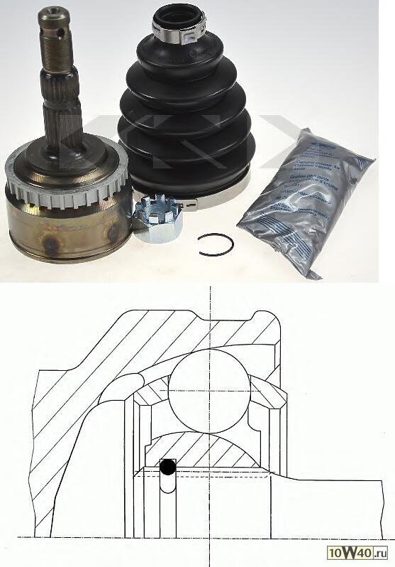 шрус наружный abs\ opel corsa / meriva 1.8 / 1.3-1.7dti 00-10