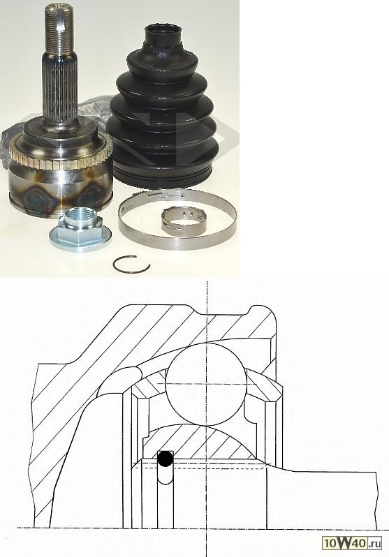 Код оригинала: 4347009A14 / 4346009600 / 4341002240 / 4342002270 / 4346009601, <BR>ШРУС наружный  Toyota Corolla 1.4/1.6 02>