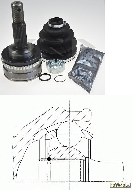 шрус наружный к-кт abs\ nissan primera 1.6 16v / 2.0d 90-96