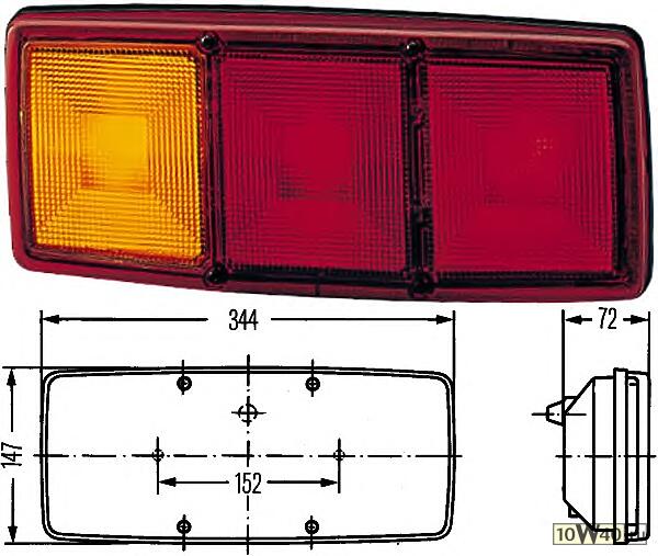 фонарь задний - автомобиль коммерч. назначения - 24v