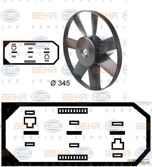 крыльчатка с эл.мотором VW / audi / seat / skoda 345мм  208 / 120 watt / страна пр-я cn /